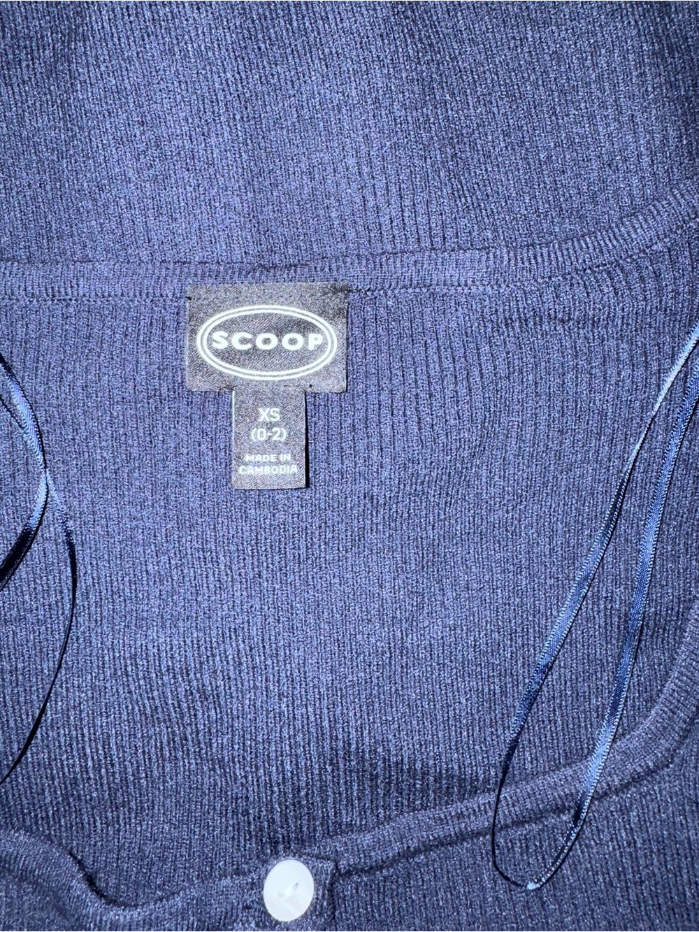Women's Navy Ribbed Button-Front Top - Picture 3 of 3